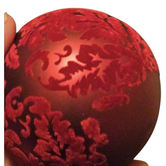 Hand Crafted Christmas Ornaments 4pc Set Red velvet upcycled ribbon Mod Podge - Picture 10 of 17